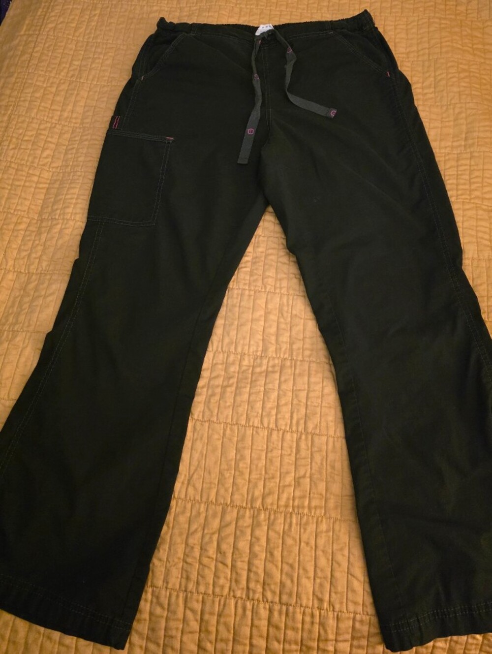 Wonderwink Black Women's Cargo Flare Scrub Pant Size M Petite